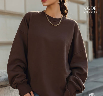Brown Basic- Round Neck Sweatshirt-SM-C203