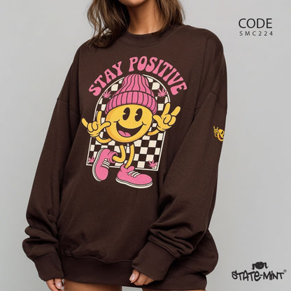 Stay Positive- Round Neck Sweatshirt-SM-C224