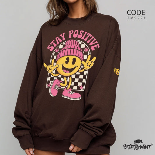 Stay Positive- Round Neck Sweatshirt-SM-C224