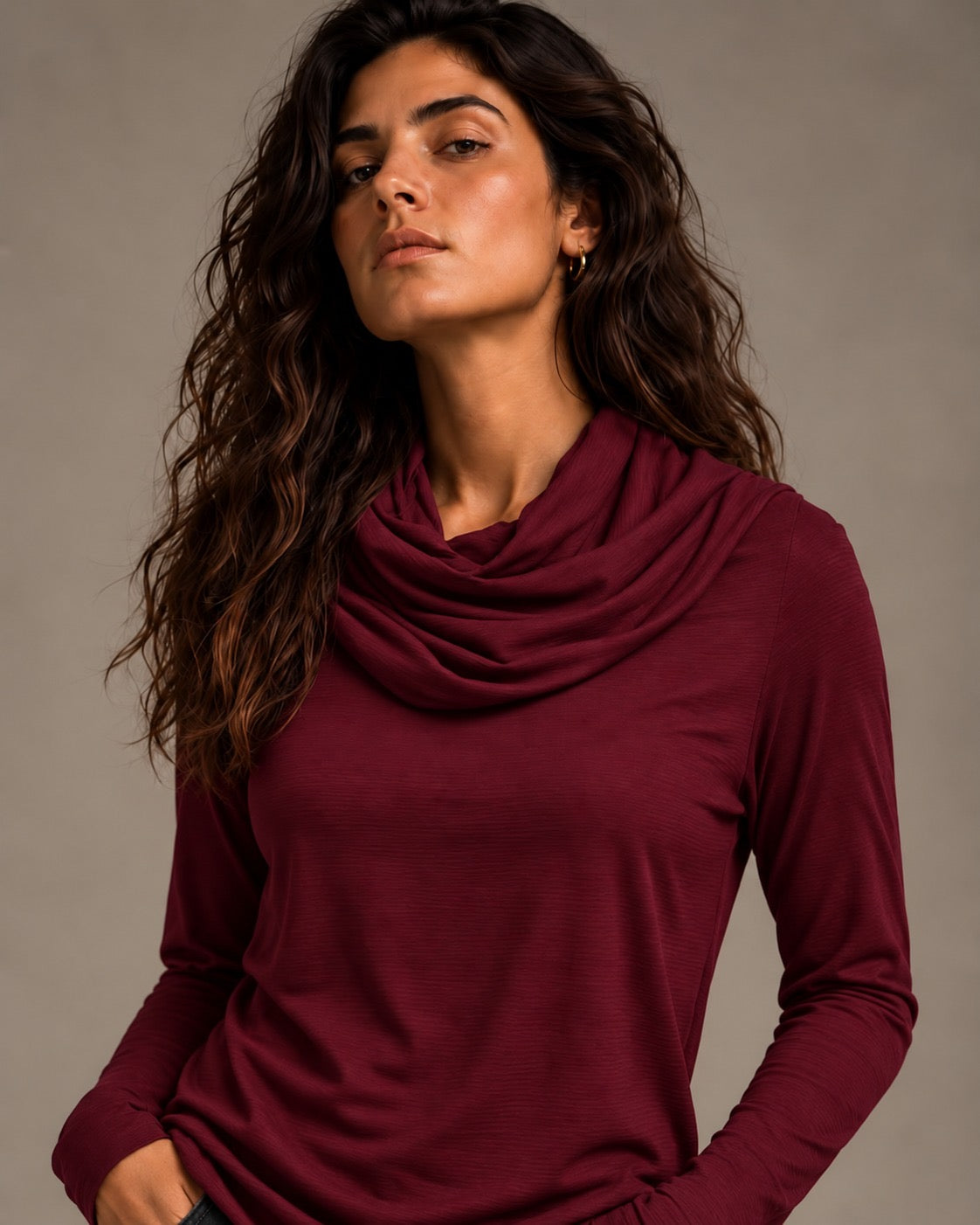 Built in Scarf Basic - Burgundy