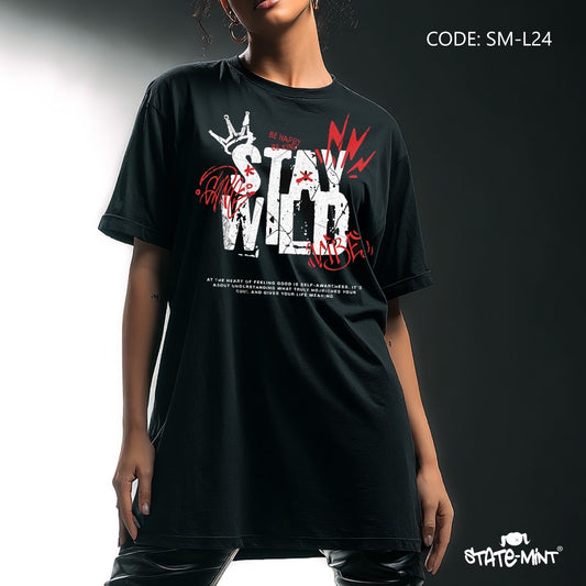 Stay Wild Oversized Long Tshirt - SM-L24