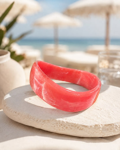 Beach Club - Coral pink curved bracelet