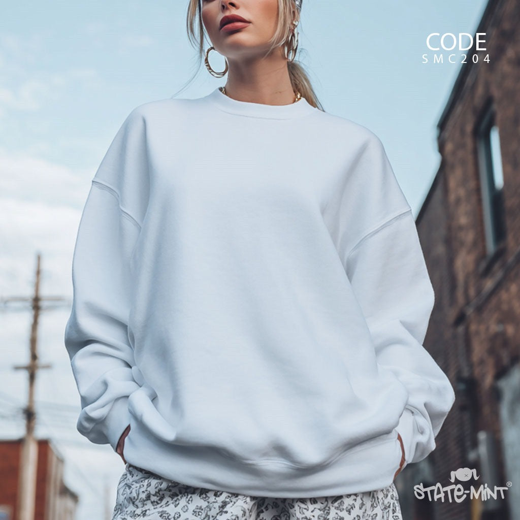 Off White Basic- Round Neck Sweatshirt-SM-C204