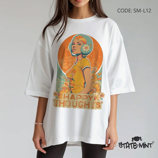 Happy Thoughts Oversized Long Tshirt - SM-L12