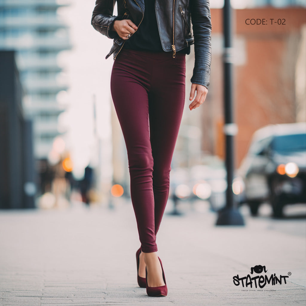 Burgundy Leggings  - T-02
