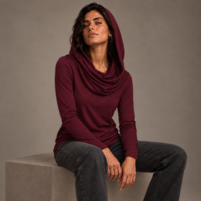 Built in Scarf Basic - Burgundy