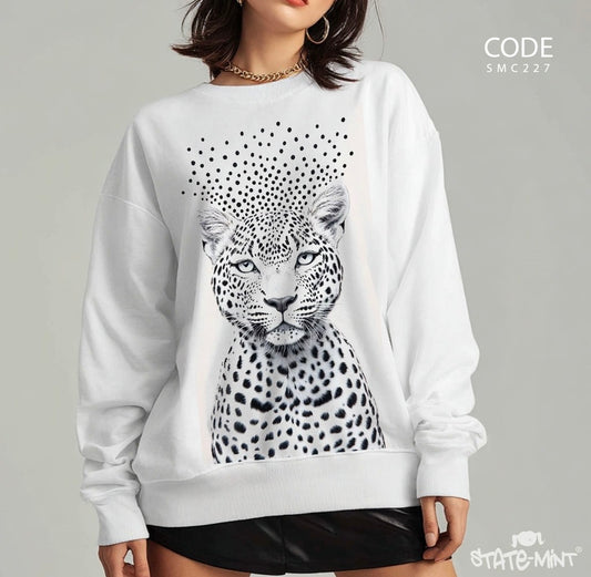 Mind Blowing Cheetah- Round Neck Sweatshirt-SM-C227
