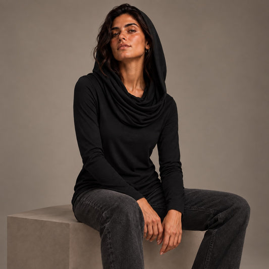 Built in Scarf Basic - Black