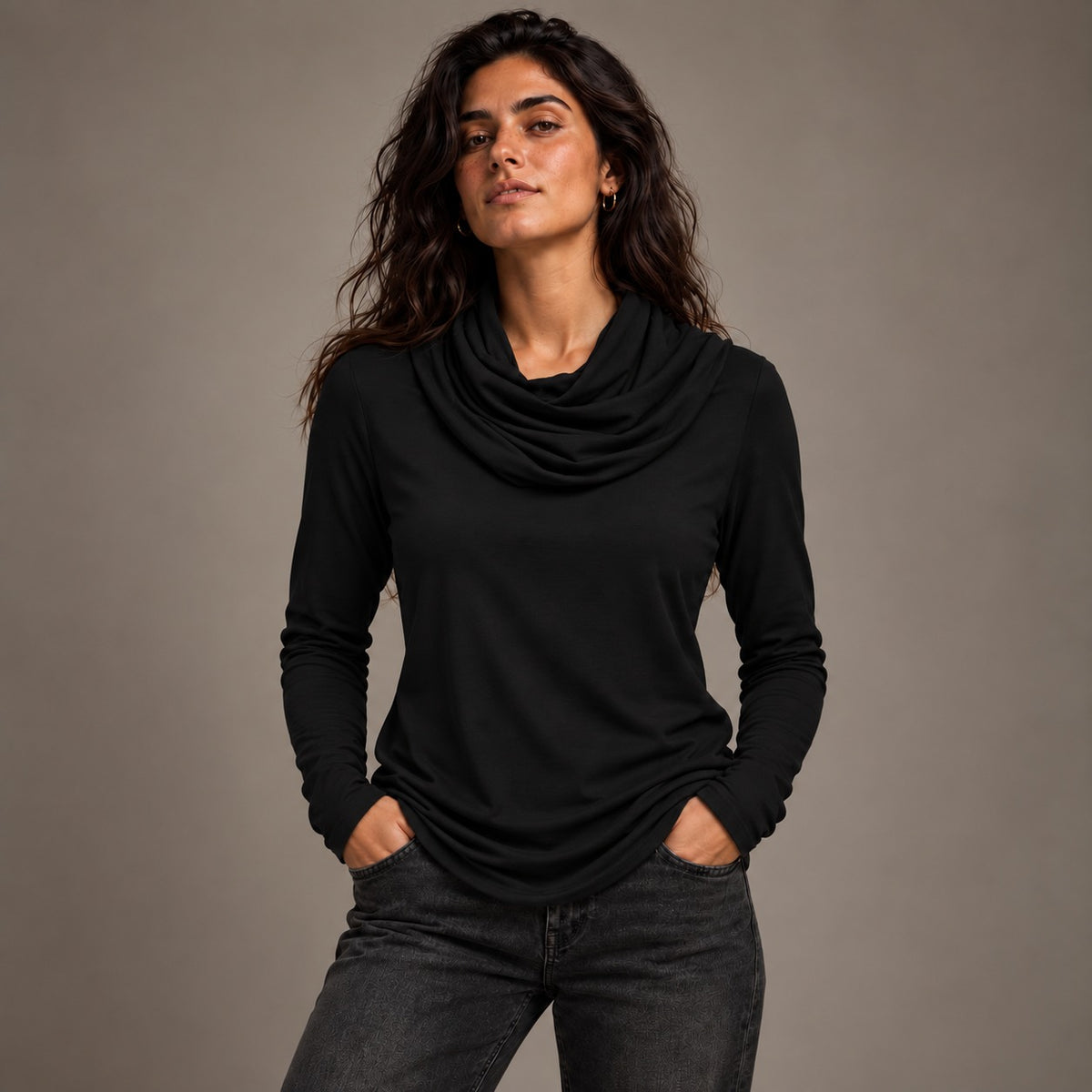 Built in Scarf Basic - Black
